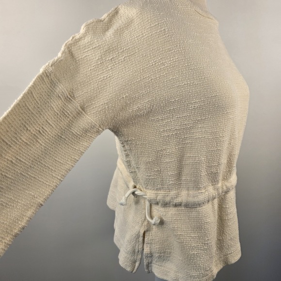 Vero Moda Women's Top Textured Cotton/Linen Cream Small Waist Ties Classic *READ - Picture 4 of 12